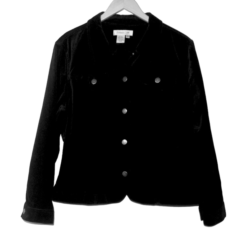 Super soft Black Crushed velvet  jacket by Coldwater Creek.